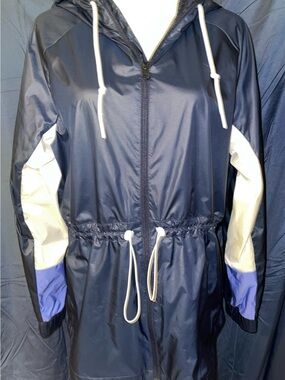 adidas Navy Blue White Windbreaker Jacket with Purple Accents